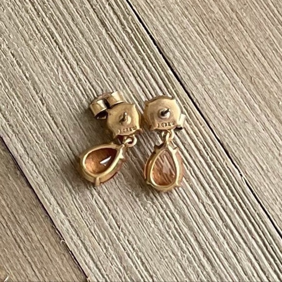 Vintage J. Crew Dangle Stud Earrings Gold with Orange Crystal - Picture 3 of 3